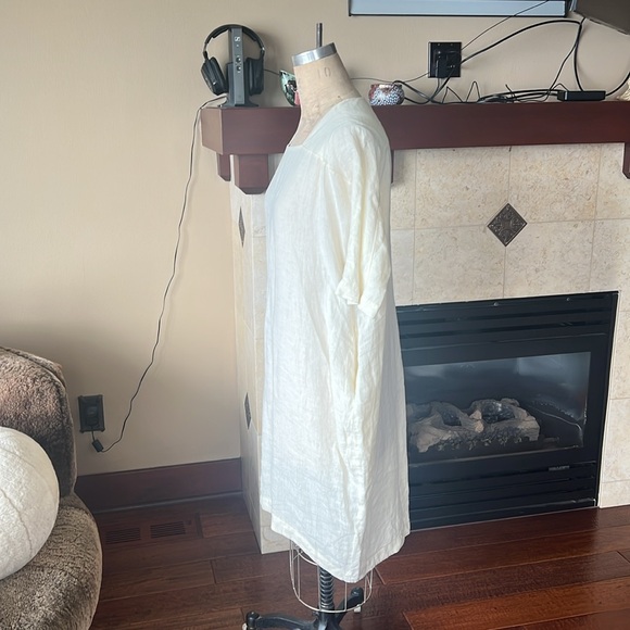 Black Crane Linen Cocoon Dress w pockets - Picture 6 of 12